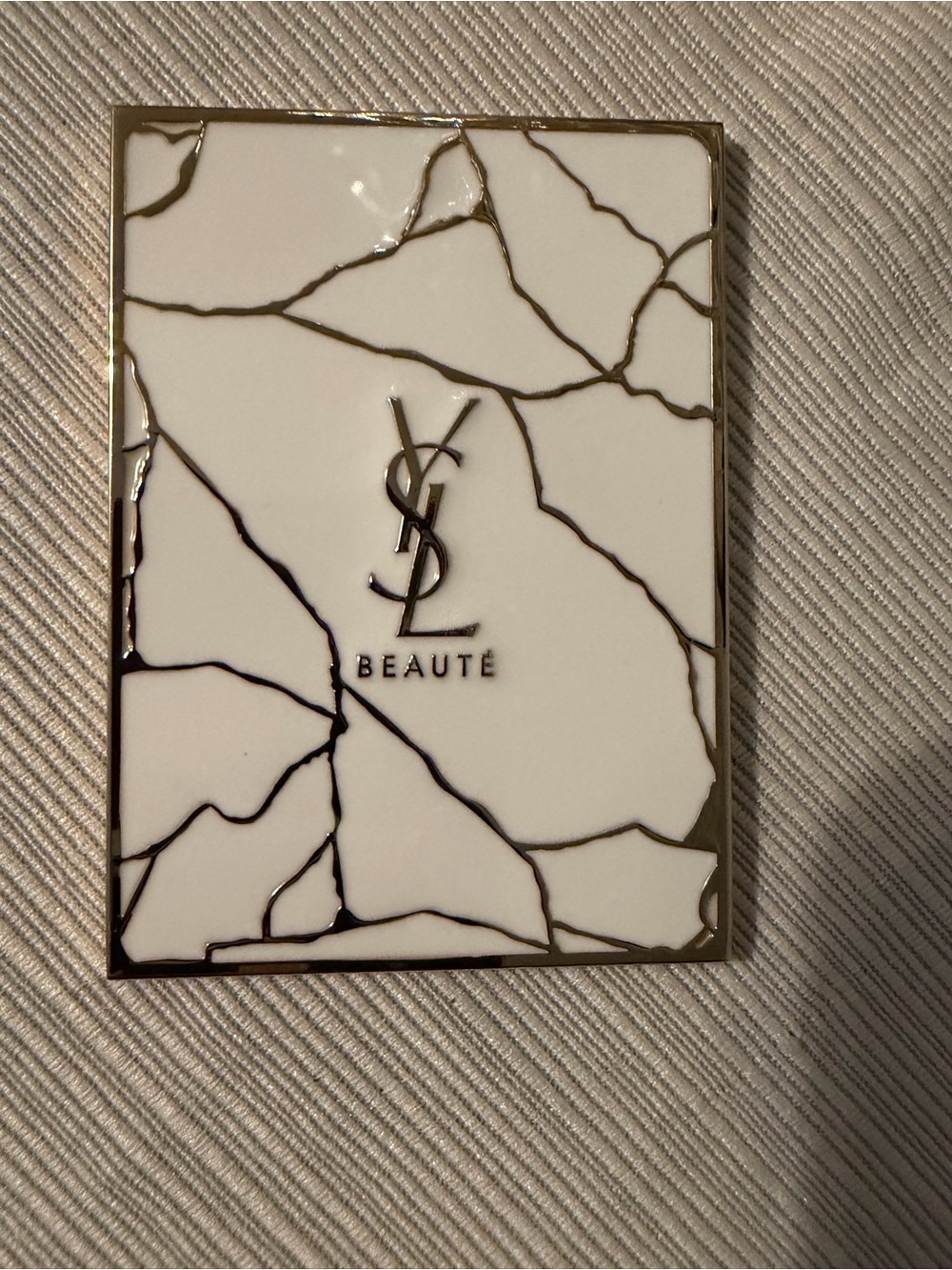YSL Beauté White Gold Marble Pocket Mirror Purse Travel 3”x2”